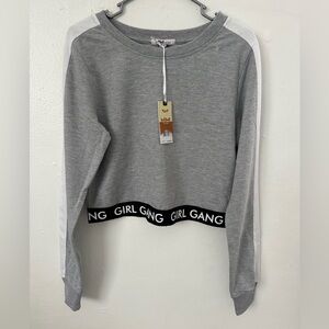 MIMI New York gray cropped sweatshirt with long sleeves, size L